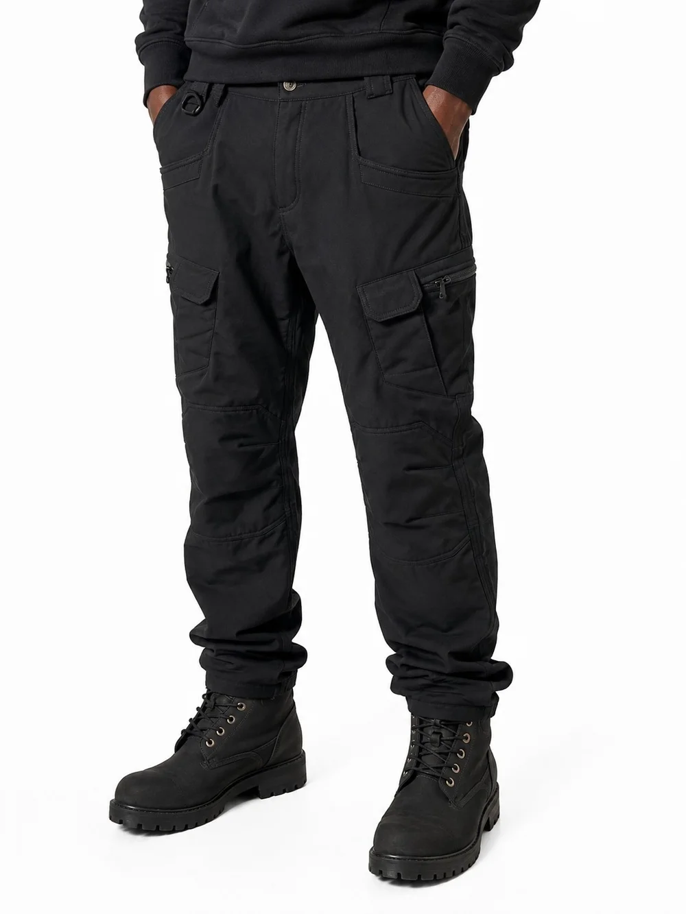 Men's Black Cargo Work Pants - Durable Utility Trousers